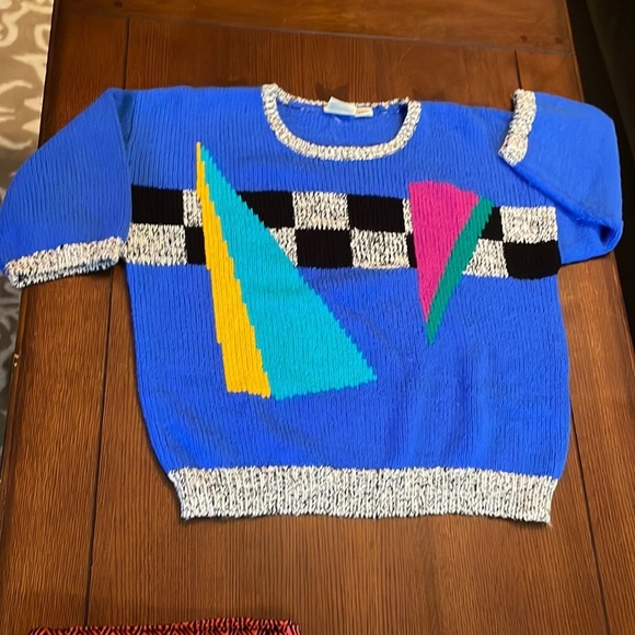 Colter Bay International Sweaters - Colter Bay international Retro 80's Geometric Shapes Sweater. Large